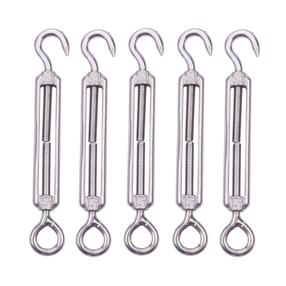 Set of 5 Stainless Steel M5 Wire Tensioners with Adjustable Hook and