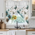 thumbnail image 6 of Teal Tulip Butterfly Swag Valances for Windows, Kitchen Window Curtains Over Sink, Beige Turquoise Floral Grey Wooden Window Treatment Curtains for Living Room/Bedroom Curtains 2 Panel Sets 36"x45", 6 of 8