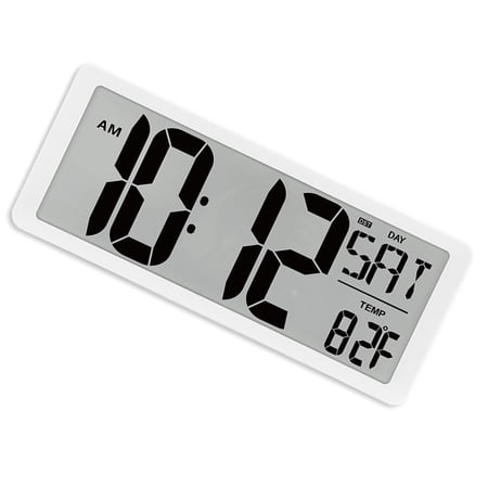 AOOOWER 14Inch Digital Wall Clock With Auto DST, Temperature, And Date Contemporary Clocks For Office And Home