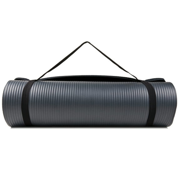 GoFit Fitness Mat with Carrying Strap, 2-ft. x 6-ft., Black, GF-FTMAT