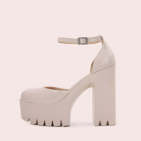 

Women‘s Platform High Heels Waterproof Ankle Strap Chunky Heel Pumps Party & Dress Shoes