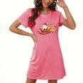 thumbnail image 1 of Camisón corto navideño para mujer, talla grande, cuello redondo, manga corta, estampado en el pecho, vestido de noche para mujer, 1 of 3