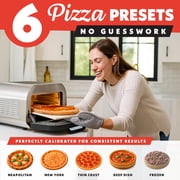 Gourmia Indoor 12 Pizza Oven with Cordierite Stone, Dual Adjustable Burners, 6 Pizzeria Style Presets, Stainless Steel