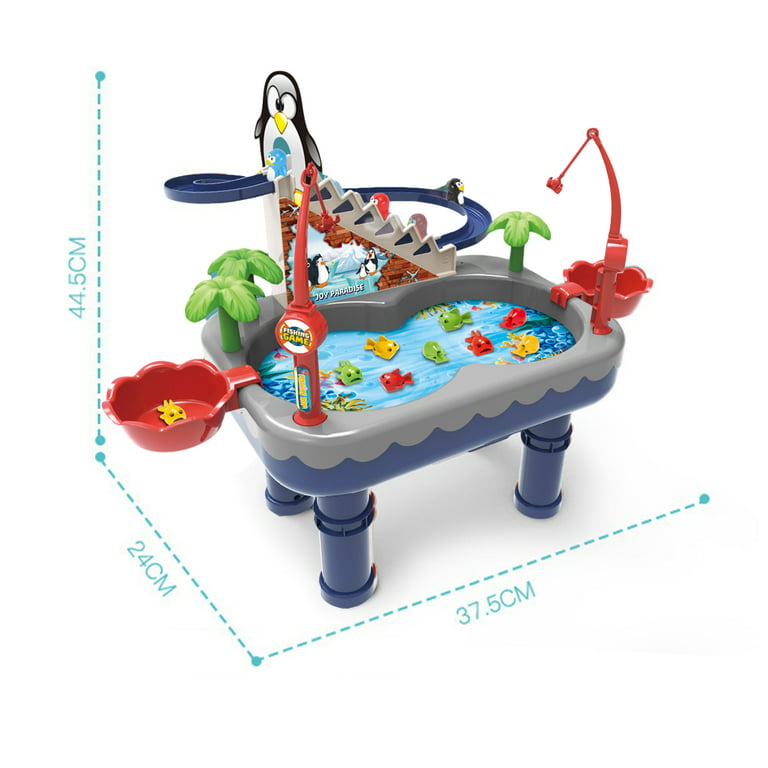 Fishing Game Toy for Kids-Cute Fishing Table Toys-Electric Rotating Music  Fishing Pool-Water Table Bathtub Realistic Floating Fish for Toddlers Boy  Girl 