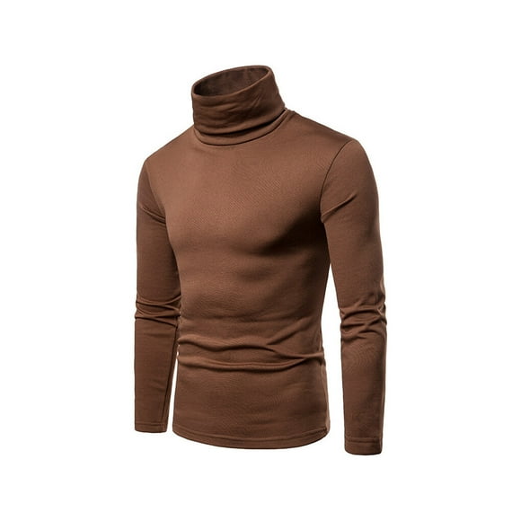 Minnieouse Camisa térmica de cuello alto para hombre, jersey de Color sólido, ropa interior suave y cómoda para dormir en otoño e invierno, Ropa interior Café METRO