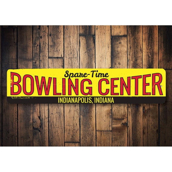 Bowling Lane Novelty Sign, Metal Wall Decor - 4x18 inches
