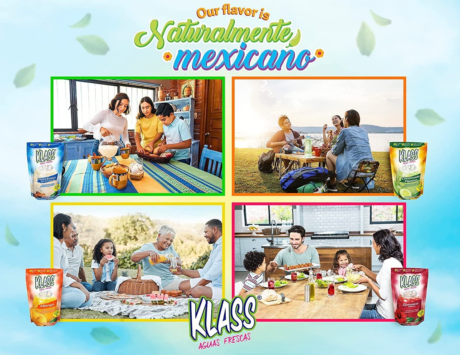 Klass Aguas Frescas Cucumber Limeade, with Vitamin C, Multiserve, Powdered Drink Mix, 14.1oz