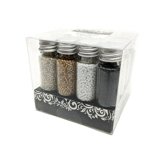 Blue Moon Beads Neutral Glass Seed Bead Mix for DIY Jewelry Making, 12 Bottles-Unisex, Adult