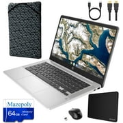 HP 14" Chromebook 1080p FHD IPS Display Laptop Bundle, Intel Celeron N4000 up to 2.6GHz, 4GB DDR4 RAM, 64GB eMMC, Chrome OS   Sleeve, Mouse and Mazepoly Accessories