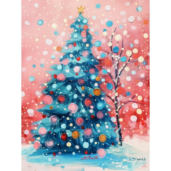 DIY 5D Diamond Art Colorful Merry Christmas Tree Paint with Full Drill Round Diamond Gems Painting by Number Kits for Adults Art Craft Home Wall Decor 11.8x15.8in