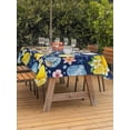 thumbnail image 3 of Outdoor Tablecloth with Umbrella Hole for Patio/Picnic/Party/Camping, Coastal Waterproof Table Cloth Rectangle Table Cover Washable, Summer Lemon Flower Shell Starfish Blue (60"x 102"), 3 of 8