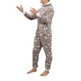 thumbnail image 3 of Christmas Men Leisure Wear Cartoon Printing Long Hooded Jumpsuit Zipper Flannel One-Piece Pajamas, 3 of 6