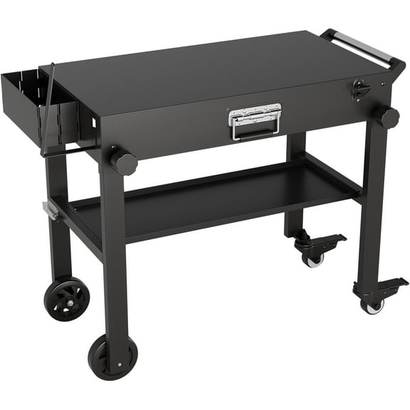 Grill Cart for Blackstone Griddle, Portable Outdoor Grill Table, Foldable Cart Table with Wheels,Griddle Stand Fit 17 Inch Or 22 Inch
