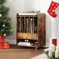 thumbnail image 2 of Costway Record Player Stand with Drawer & Record Holder,Lockable Wheels for Living Room Brown, 2 of 10