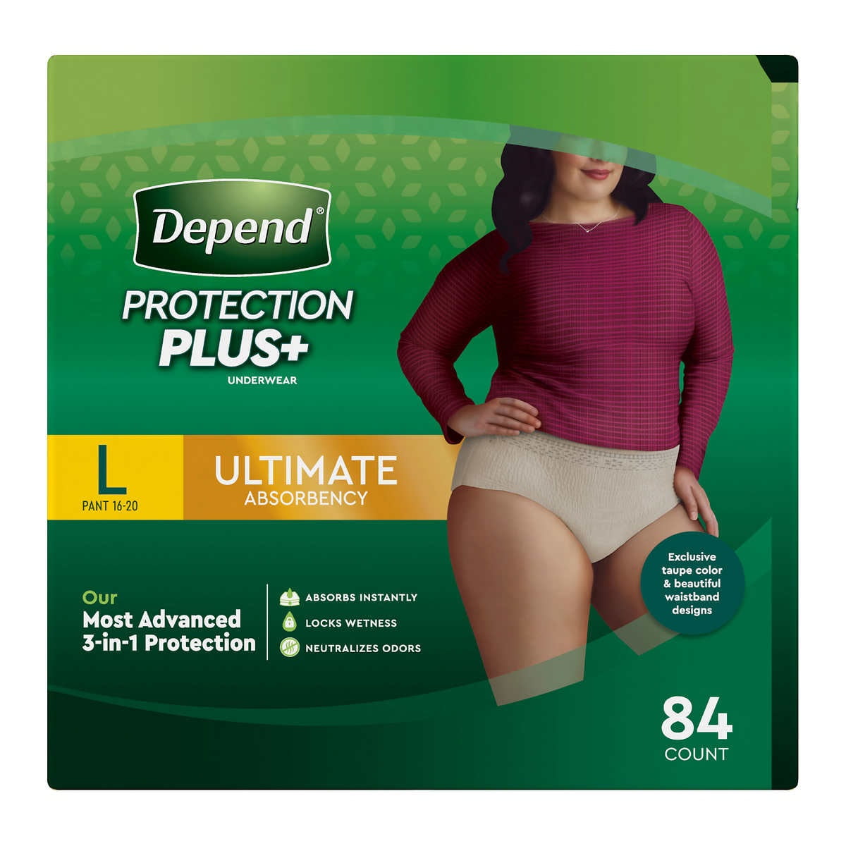Depend Protection Plus Ultimate Underwear for Women, Large (84 ...