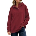 thumbnail image 3 of Women's Half Snap Hoodie Pullover Sweatshirt Long Sleeve Oversized Casual Fall Top with Button Placket Detail Womens Oversized Sweatshirts with Snap Button, 3 of 10