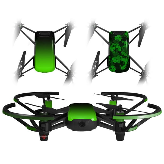Skin Decal Wrap 2 Pack for DJI Ryze Tello Drone Smooth Fades Green Black DRONE NOT INCLUDED
