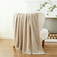 thumbnail image 4 of Beige Throw Blanket,Chenille Knit Throws for Couch Bed Chair,Neutral Home Decor, 51"x 67", 4 of 9