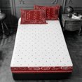 thumbnail image 4 of meiyoeat Red Paisley Print Zipper Twin Comforter Sets with Fitted Sheet and 2 Pillowcases For Girls,Classic Boho Floral Zipper Bedding Set For Adults,Reversible,4 Pieces, 4 of 7