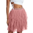 thumbnail image 2 of KelaJuan Women Tulle Tutu Skirt Solid Color Elastic Layered Mesh Fairy A-Line Skirt for Beach Party Streetwear, 2 of 6