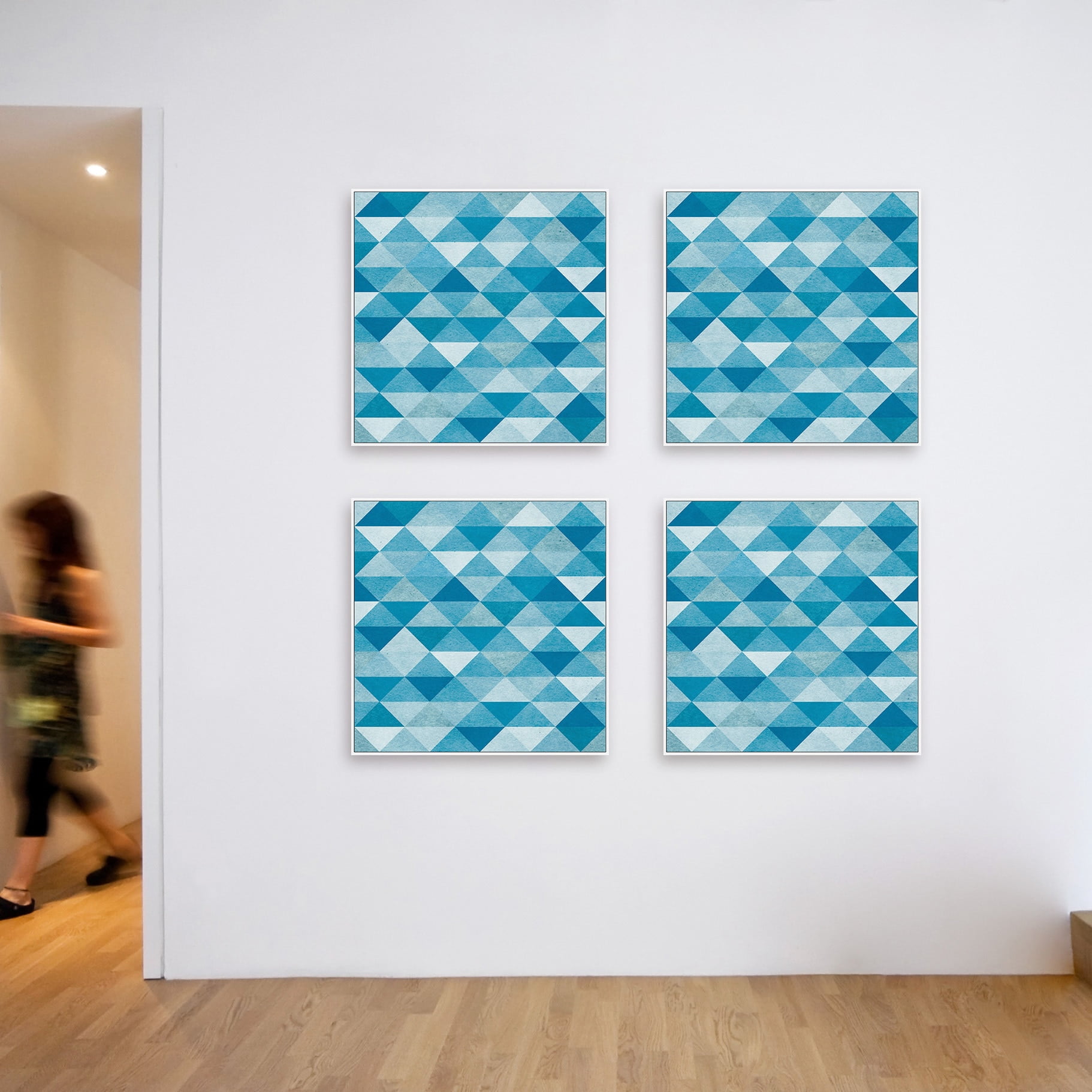 Blue Triangles Quadriptych