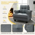 thumbnail image 6 of Yardi Yard Mid-century Modern Accent Armchair Tufted Linen Club Chair-Gray, Vanity Chair for Bedroom Desk, 6 of 6