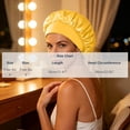 thumbnail image 3 of Oksale Silk Bonnet for Sleeping Women Men for Long Hair Satin Sleep Caps Wide Band Womens Bonnets Yellow, 3 of 6