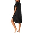 thumbnail image 3 of INSPIRE CHIC Women's Nightgowns Cotton Sleepwear Loose Sleep Shirt Short Sleeve Nightshirt Cozy Sleepshirt L Black, 3 of 6