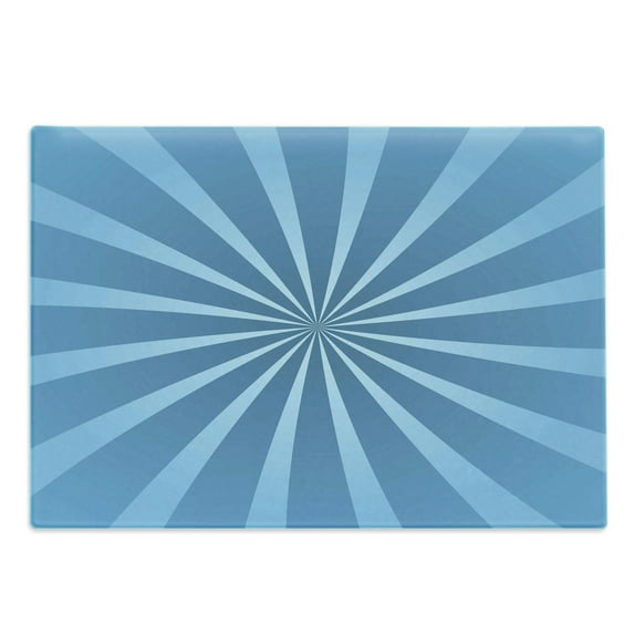 Vintage Blue Cutting Board, Hypnotic Radial Pattern with Blue Ombre Style Colored Striped Pattern, Decorative Tempered Glass Cutting and Serving Board, Large Size, Blue and Pale Blue, by Ambesonne