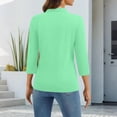 thumbnail image 4 of Inglocry Womens V Neck Polo Shirts 3/4 Sleeve Collared Tops Loose Casual Tunic Blouses with Pocket Mint Green 3XL, 4 of 8