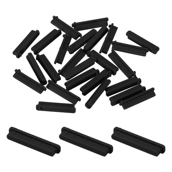 25pcs SD Port Duct Covers Caps Silicone Plug Protector for Laptop Camera Female SD Plug, Black
