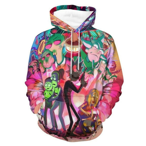 Rick And Morty Unisex Adult Hoodie Casual Hooded Sweatshirt Pullover Novelty 3D Printed Sweater Jacket S