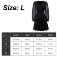 thumbnail image 2 of Vestido mini con volantes, cuello cuadrado, manga larga, vestido de fiesta, vestido de novia, negro, L, 2 of 6