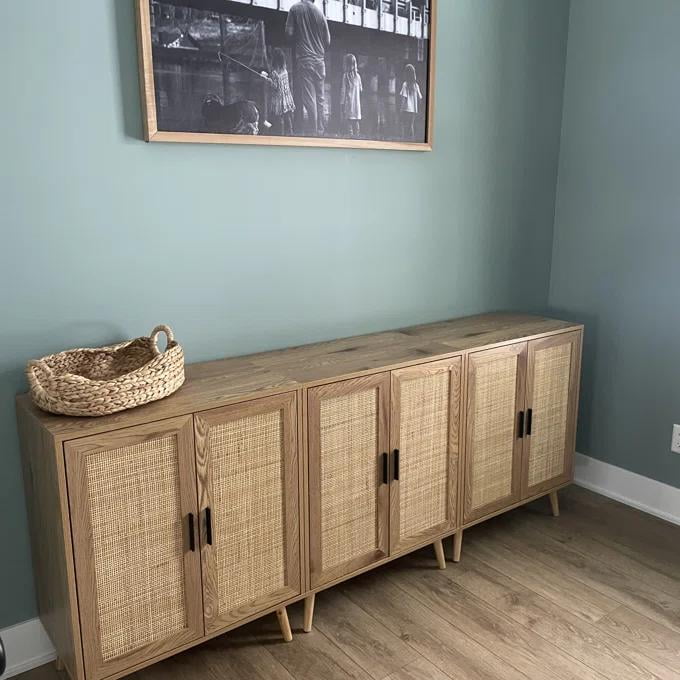 Tolead Wood Sideboard Buffet Cabinet with Storage, Rattan Doors, Rustic, Modern, Kitchen, Shelf