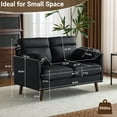 thumbnail image 4 of Ktaxon Faux Suede Loveseat, High Back Sofa with Flip-over Armrests, Sturdy Plastic Legs, Ideal for Small Spaces Black, 4 of 7