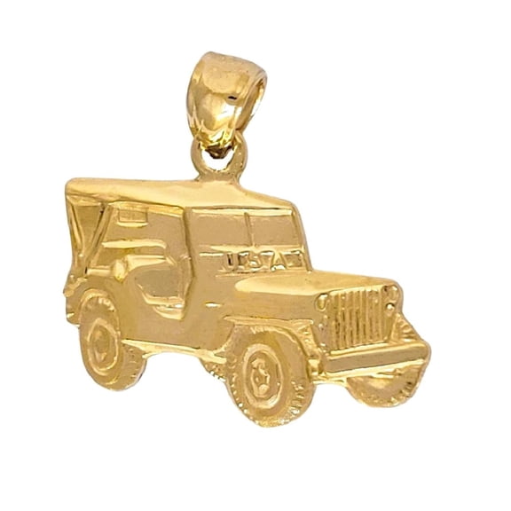 14K Yellow Gold Jeep Car Pendant