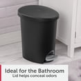 thumbnail image 4 of Sterilite Bathroom Trash Can, 2.6 Gallon Small Plastic Garbage Bucket Bin with Step Lid, Black, 4 of 9