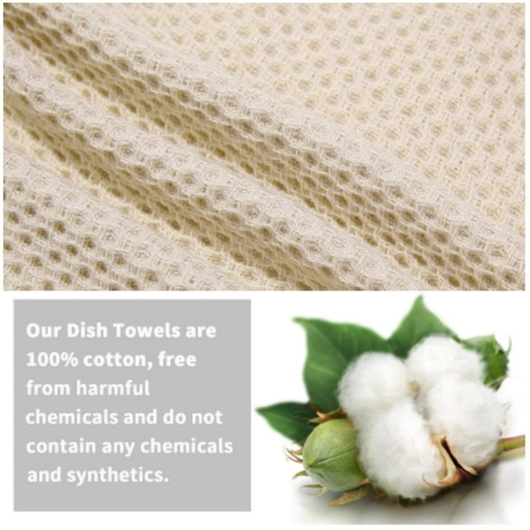 Beige Kitchen Dish Drying Towels, 100% Cotton 1-Pack Waffle Weave Ultra Soft Absorbent Dish Cloths, Quick Drying Dish Rags, 12 x 12 Inches, Size: 1Pcs