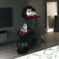 thumbnail image 4 of ZephyPaws 44.5" Black Gothic Halloween Cat Tree with Coffin Bed, Scratching Posts & Spooky Cat House, Black & Red, 4 of 10