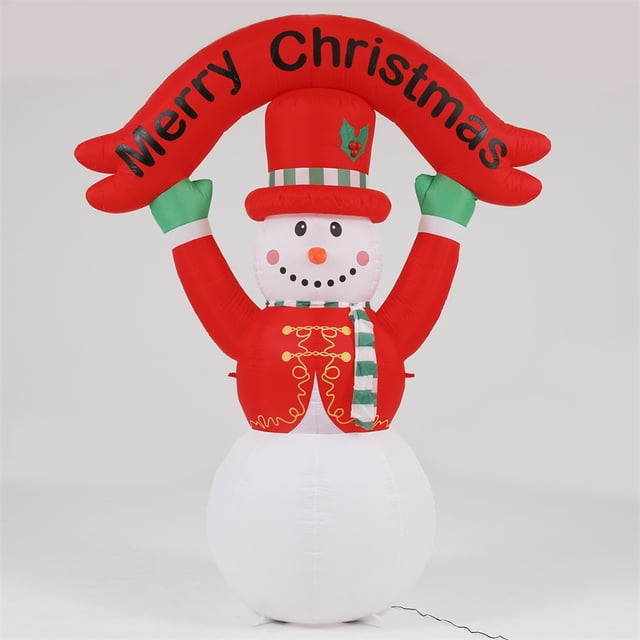 8Ft Snowman Inflatable with Flashing Disco LED Lights