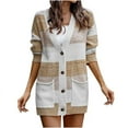 thumbnail image 2 of Women's Sweaters Under $15 Cardigan Lightweight Casual Coat Long Sleeve Buttons Striped Long Cardigan Tops Sweater With Pocket, 2 of 5