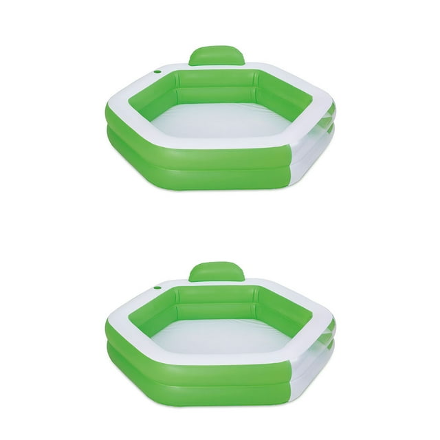 Summer Waves 80in x 18in Inflatable Hexagon Swimming Pool w/ Cup Holder (2 Pack)