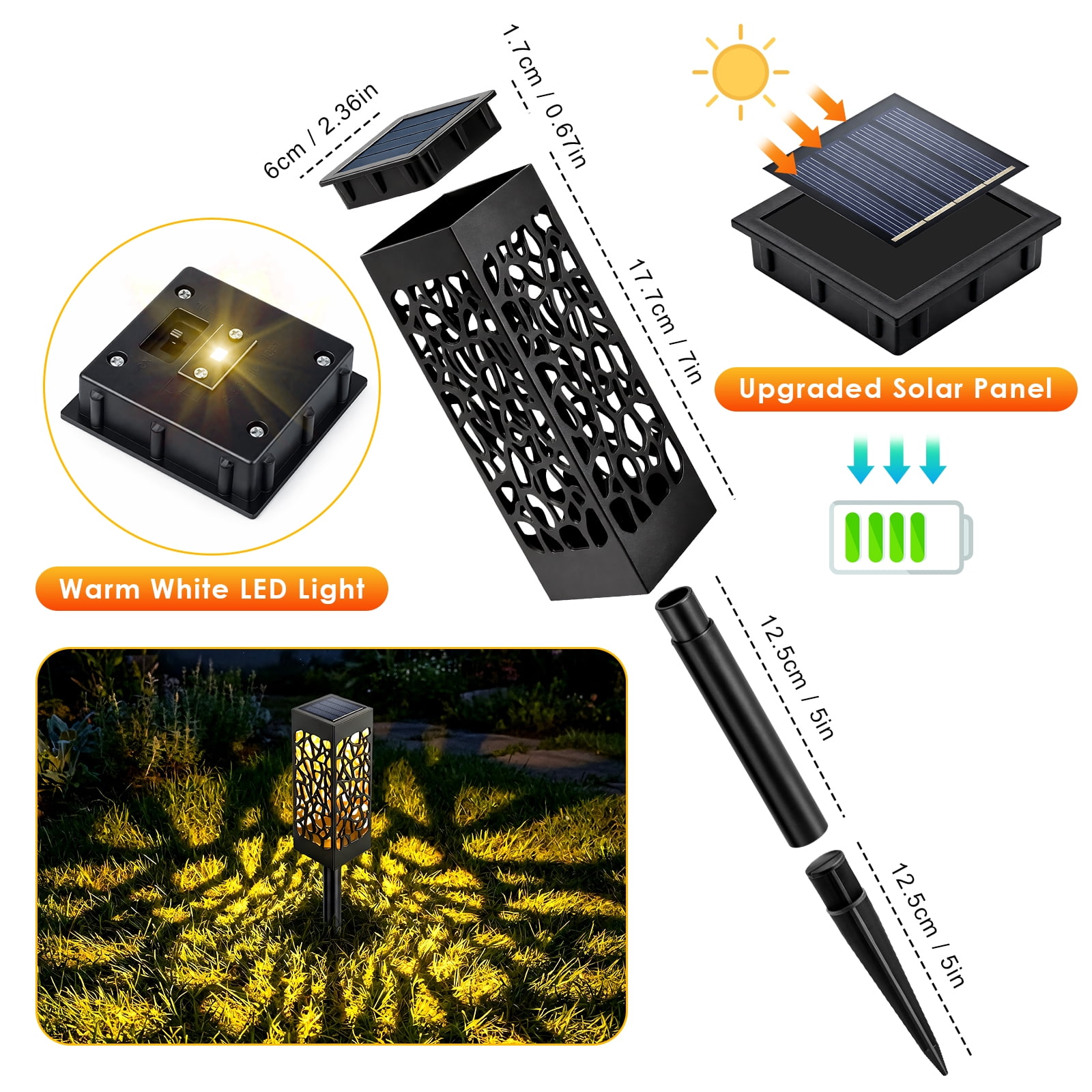 Ninonly 6 Pack Solar Pathway Lights Outdoor Solar Powered LEDs Landscape Lighting for Garden Path Walkway
