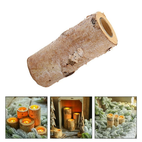 NICEXMAS Tealight Holders Decorative Birch Wood Bedroom Decoration 1Set