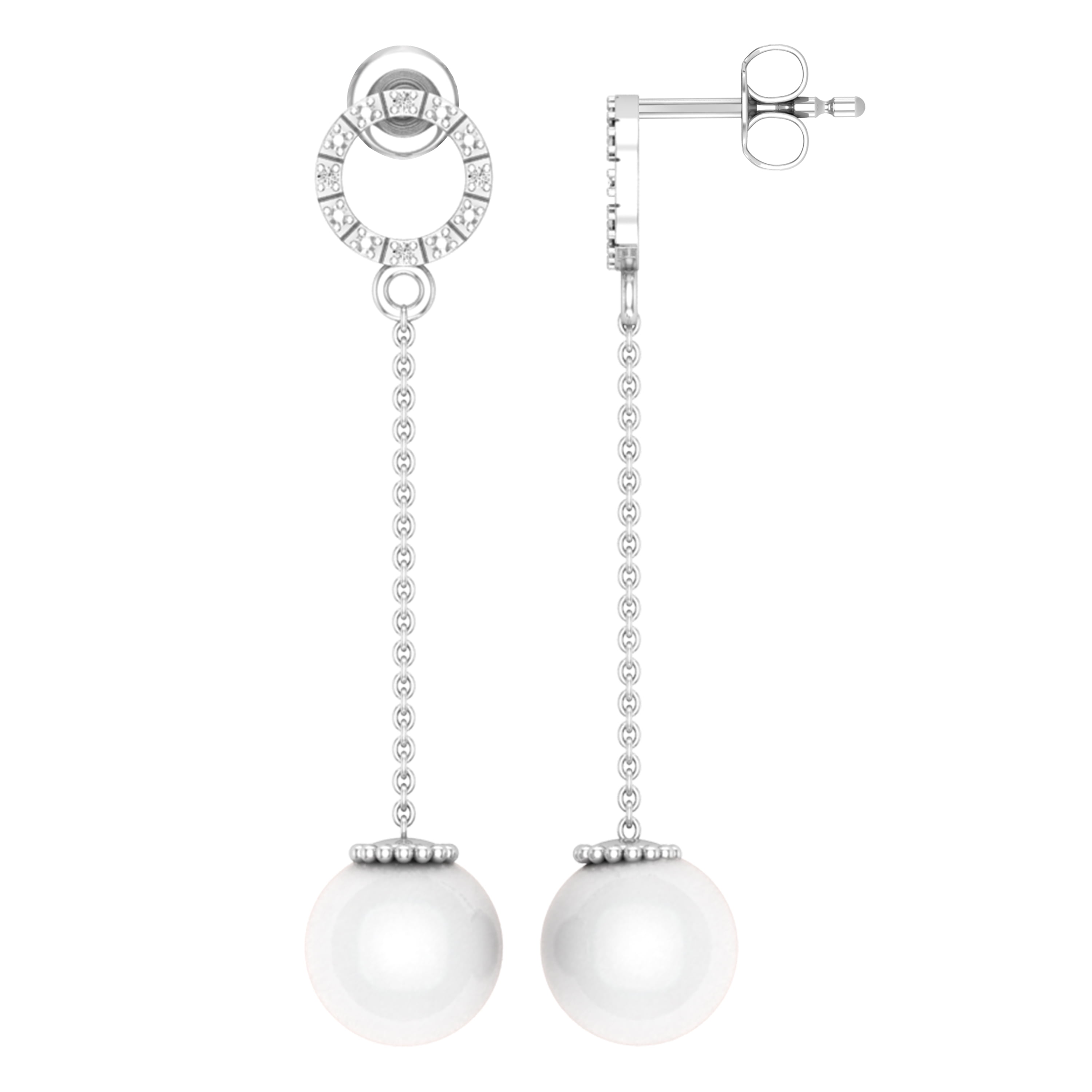 Details about   Charming Pearl Circles Chandelier Long Nice 925 Sterling Silver Earrings Jewelry 