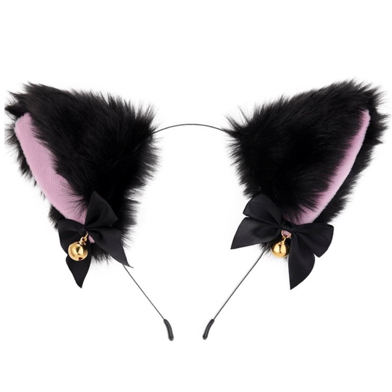 SAYOO Animal Faux Fur Cat Fox Dog Ears Headbands with Bells  display picture 2