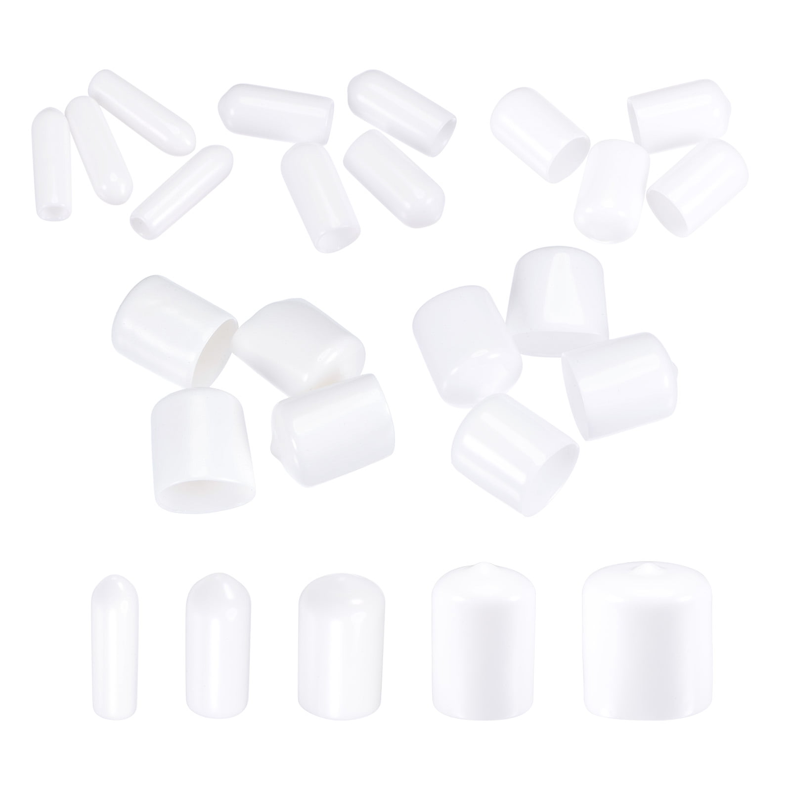 White Vinyl Cover Screw Thread Protectors 19mm uxcell 50pcs Round Rubber End Caps 3/4 