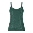 thumbnail image 4 of Felirenzacia Women's Slim Fit Scoop Neck Sequin Tank Top, Wide Strap Sleeveless Tube Top, Green,S, 4 of 7