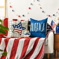 thumbnail image 5 of Sm:)e Buffalo Plaid Eucalyptus America Star 4th of July Throw Pillow Cover 18x18 Inch Set of 4, Polyester Patriotic Outdoor Pillow Case for Sofa Couch, Blue, 5 of 6