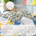 thumbnail image 2 of Yellow Blue Bedding Duvet Cover Set Queen Size 4 Pieces Moroccan Trellis Retro Abstract Geometric Bedding Set with Zipper Closure, 1 Comforter Cover 90x92 Inches 1 Flat Sheet & 2 Pillow Cases, 2 of 7